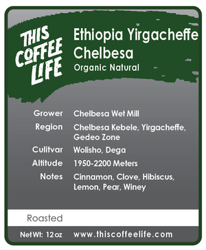 Ethiopia Yirgacheffe Chelbesa G2 Organic Natural