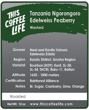 Tanzania Ngorongoro Edelweiss Estate Peaberry Washed